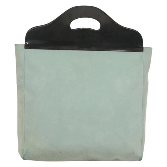 GUCCI Hand Bag Suede Light Blue Black 002 8000 Auth - Picture 2 of 15